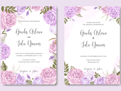 wedding invitation with floral ornament