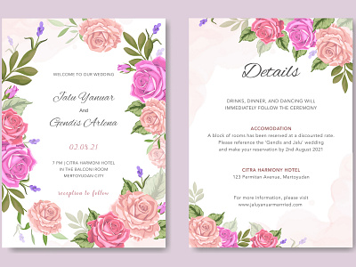 wedding invitation with floral ornament