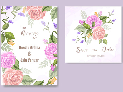 wedding invitation with floral ornament