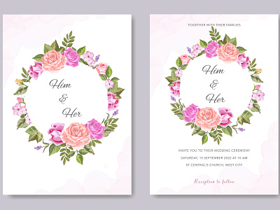 Elegant Floral Wedding Invitation beautiful card decoration decorative design elegant floral flower frame greenery greeting illustration invitation invite leaf plant romantic vector watercolor wedding