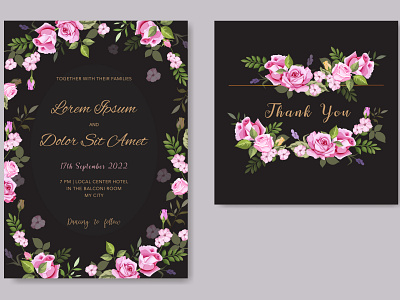 Elegant Floral Wedding Invitation beautiful card decoration decorative design elegant floral flower frame greenery greeting illustration invitation invite leaf plant romantic vector watercolor wedding