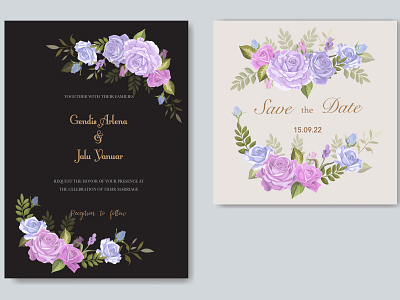 Elegant Floral Wedding Invitation beautiful card decoration decorative design elegant floral flower frame greenery greeting illustration invitation invite leaf plant romantic vector watercolor wedding