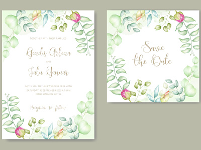 floral watercolor wedding invitation border card decoration decorative design elegant floral frame greenery illustration invitation invite leaf nature plant spring vector watercolor wedding wreath