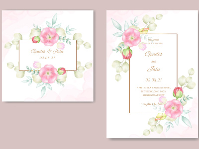 wedding card with floral watercolor
