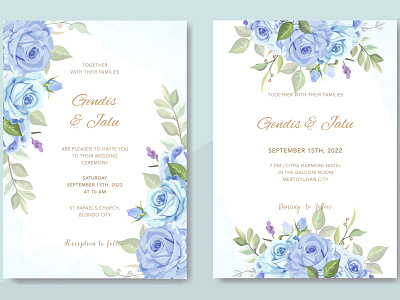 Wedding cards with beautiful watercolor flowers