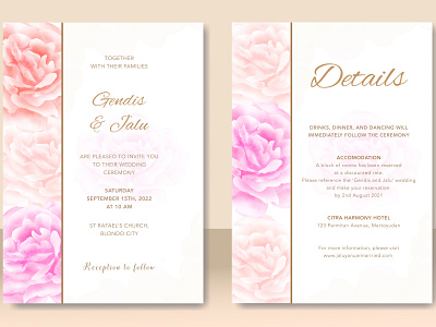 wedding card with beautiful floral watercolor