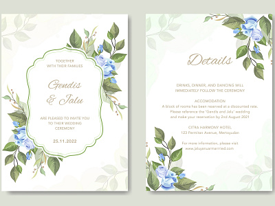 wedding card template with floral vector