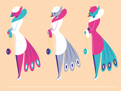 Miss peacock animation character characterdesign design flat illustration minimal vector