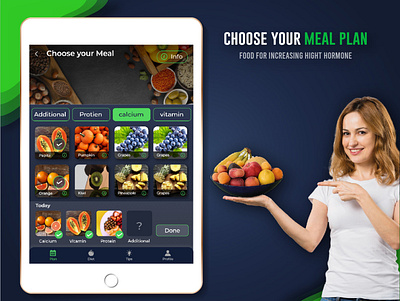 App Screenshots - Height Increase Meal plan app app ui creative design food for increasing height user interface