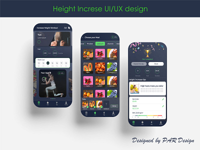 Height Increase App Ui/Ux design app concept app design app icon app ui fitness health healthcare healthcare app meal plan user experiance user interface workout