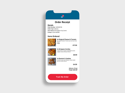 DailyUI #017 - Email Receipt 017 daily daily ui dailyui design dominos email food mobile pizza receipt ui