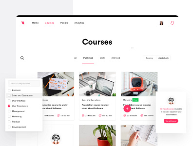 LMS - Courses screen course interfacedesign learn learning app learning management system learning platform product product design ui ui design uiux user experience userinterface ux