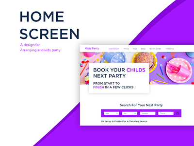 Kids party management system design design homescreen uidesign uiux