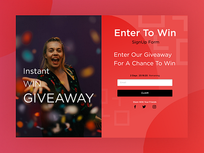 A Giveaway SignUp form dailyui design icon illustration typography ui uidesign user interface ux vector web