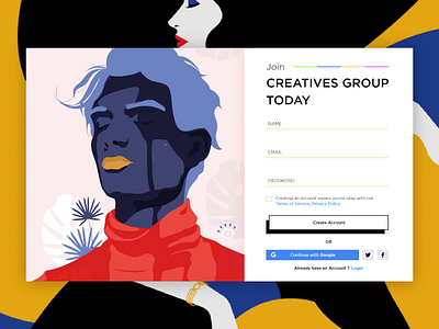 Creative's group joining form colorful art colorfull createwithadobexd design graphicdesign illustration signupform typography uidesign user interface ux vector web