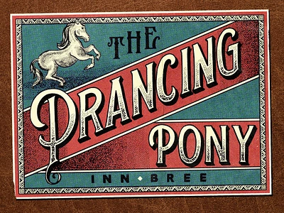 The Prancing Pony badge hotel label lettering lord of the rings pony portugal retro type vintage