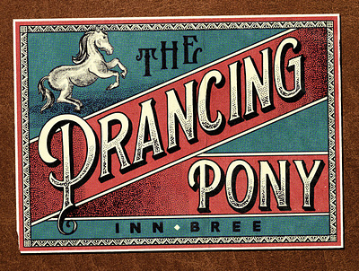 The Prancing Pony badge hotel label lettering lord of the rings pony portugal retro type vintage