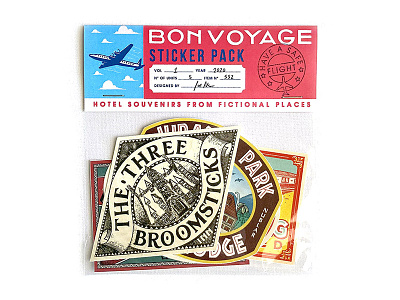 Bon Voyage Sticker Pack #1 harry potter hotel illustration jurassic park lettering luggage neves nevesman portugal sticker travel vintage