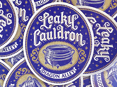 Leaky Cauldron badge cauldron harry harry potter lettering nevesman potter sticker vintage wizard wizarding world