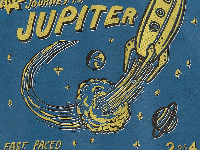 Journey to Jupiter board futurism game illustration space spaceship typography vintage