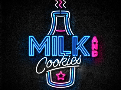 Milk and Cookies cookies lettering lisboa lisbon milk neon neonsign neves portugal sign type