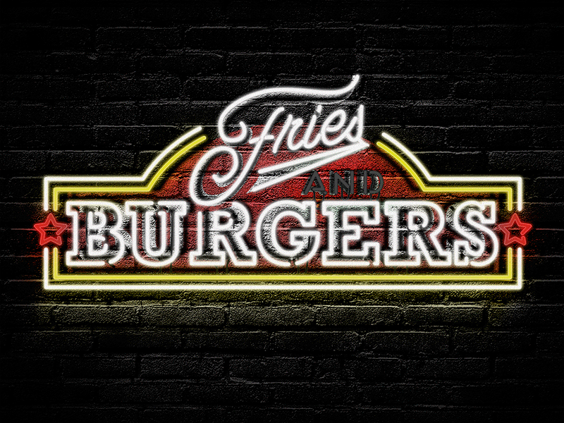 Fries and Burgers animation gif lettering lisboa lisbon loop neon neonsign neves portugal sign type