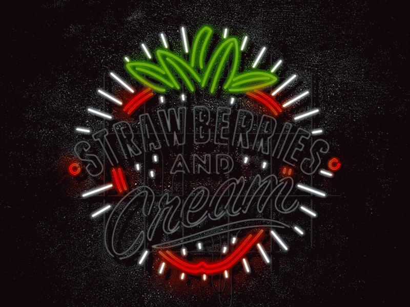 Strawberries And Cream Neon animation gif lettering lisboa lisbon loop neon neonsign neves portugal sign type