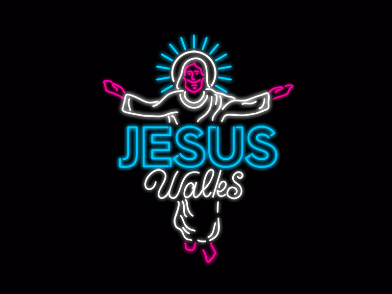 Jesus Walks animation hip hop jesus joao neves lettering lisboa neon nevesman portugal pt type yeezy