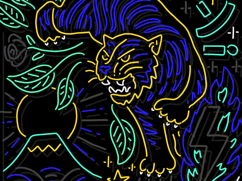 Tiger Neon animation illustration line neon neon light nevesman portugal tiger