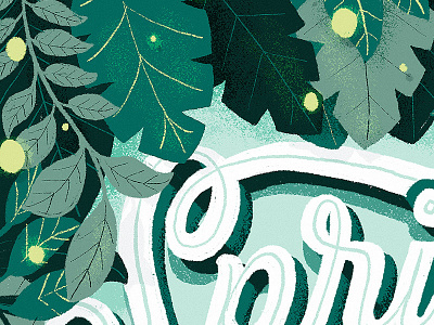 Spring jungle leaves lettering nevesman portugal script spring