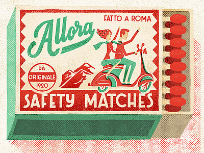Allora Matchbox italian lettering matchbook matchbox matches portugal retro scooter vespa vintage