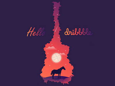 Hello Dribble design flat illustration illustrator logo minimal typography vector