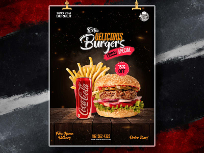 Food Poster Design branding burger burger logo burger poster graphic design poster poster design