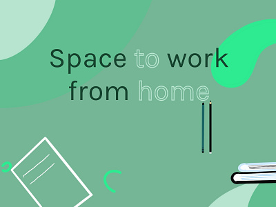 Space to work from home dark green design freelance illustration procreate