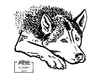 6. Husky - Brush marker sketch brush markers dog husky illustration inktober inktober 2019