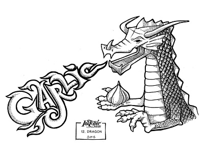 12. Dragon - Marker sketch cartoon dragon garlic inktober inktober 2019 lettering
