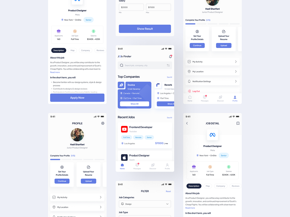 Job Finder Mobile App by Hadi Sharifani for Duxica on Dribbble