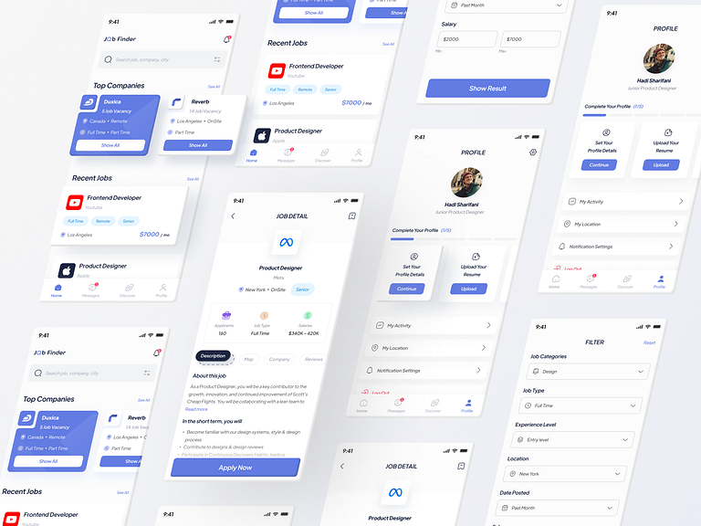 Job Finder Mobile App by Hadi Sharifani for Duxica on Dribbble