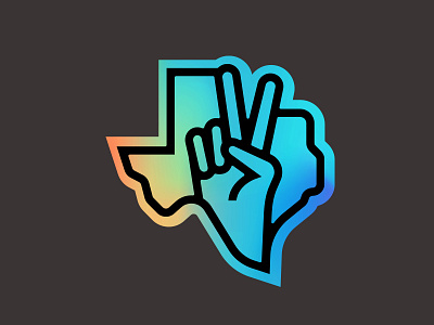 Texas Peace holographic peace sticker stickermule texas thick lines