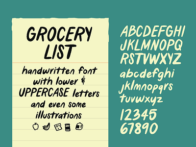 Grocery List - handwritten font