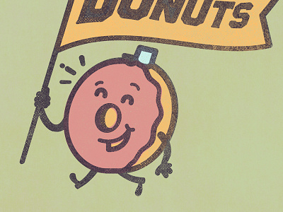 Donuts WIP character donut flag happy illustration