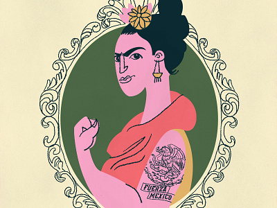 Fuerza Mexico! drawing frida frida kahlo fuerza illustration mexico portrait poster strong
