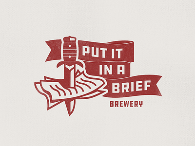Put It In A Brief Brewery badge beer label brief icon knife logo mark