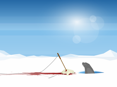 Hunting Seal Pups harpon hunting sad sea lion seal vector illustration vectorart