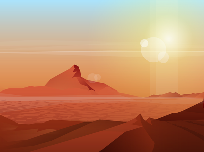 Desert Landscape dry land hot landscape mad max reflections sky sun vector vector illustration vectorartist