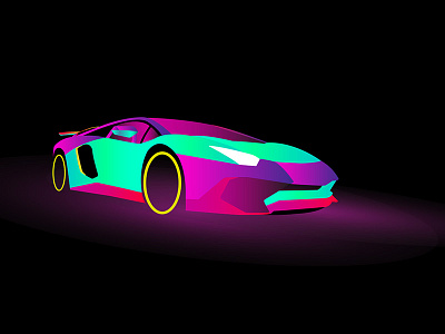 Lambo Aventador - Neon Colors by Heiko Roehr on Dribbble