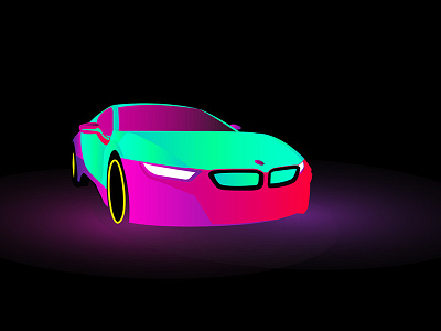 BMW i8 - Neon Streets bwm i8 vector art vector illustration