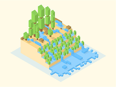 LOST RICEFIELD isometric vector