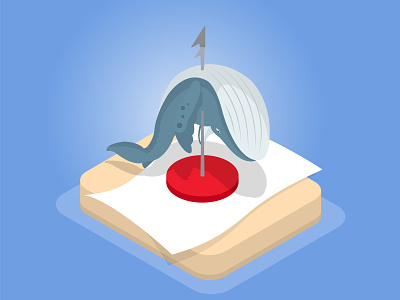 Whaling isometric art vector whale