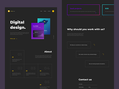 Digital design company landing page concept